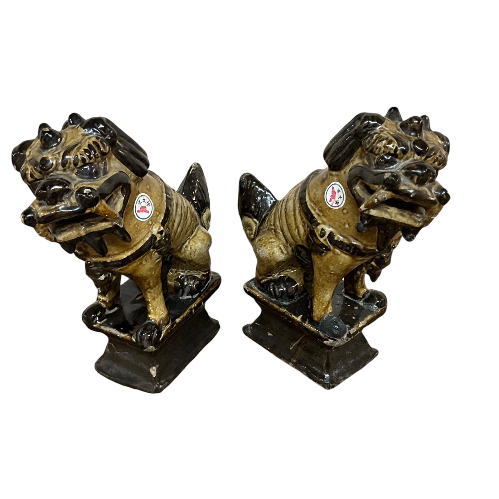 Pair of Ceramic Chinese Foo Dogs or Temple Lions (1 of 4)