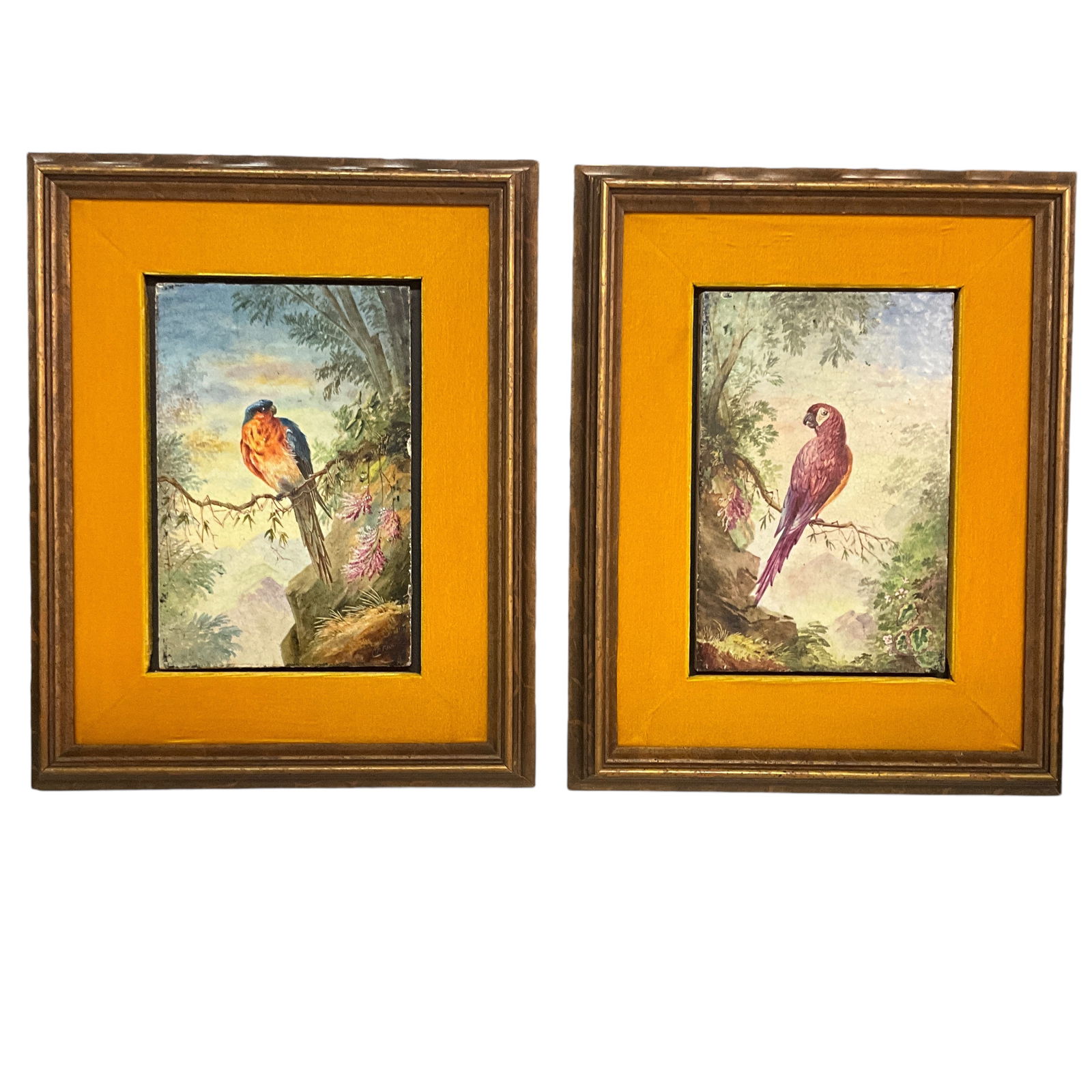 Pair of Hand Painted, Framed Victorian Art Tiles (1 of 3)