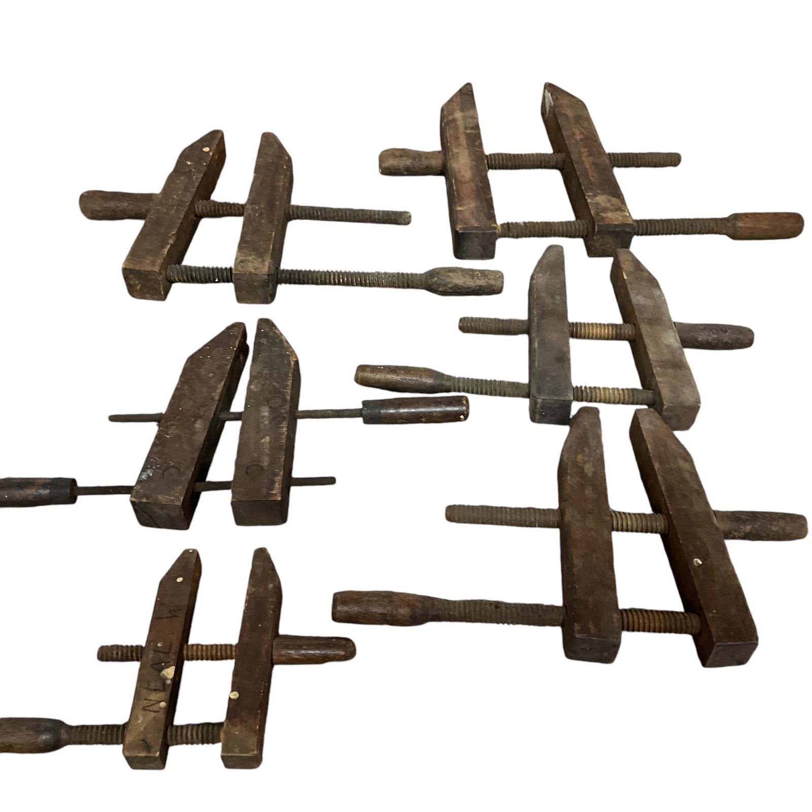 Lot of 6 Vintage Carpenter's Wooden gluing Clamps (1 of 3)