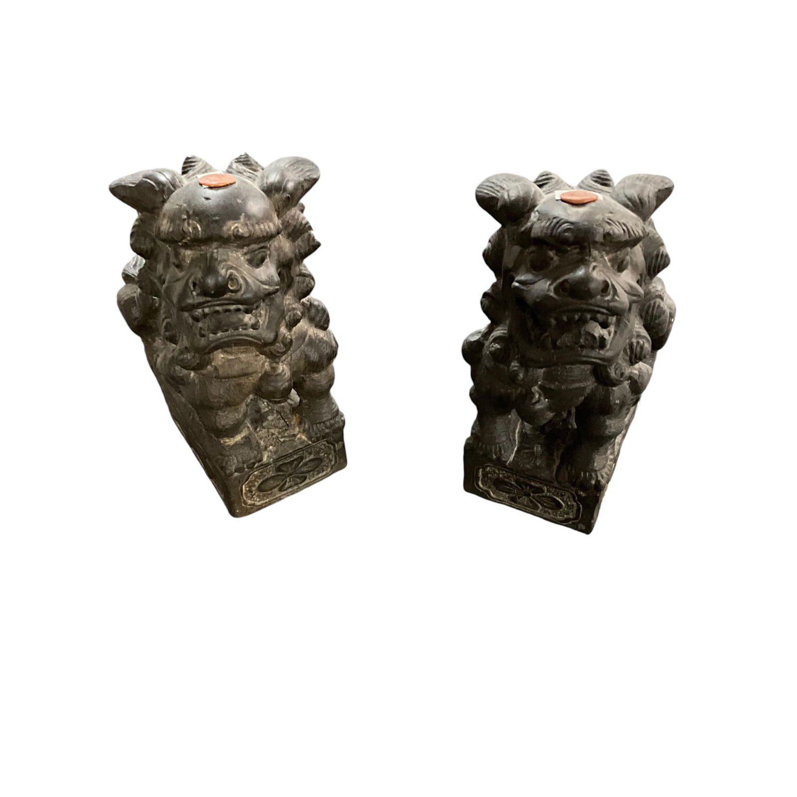 Pair of Chinese Stone Foo Dogs or Temple Lions (1 of 5)