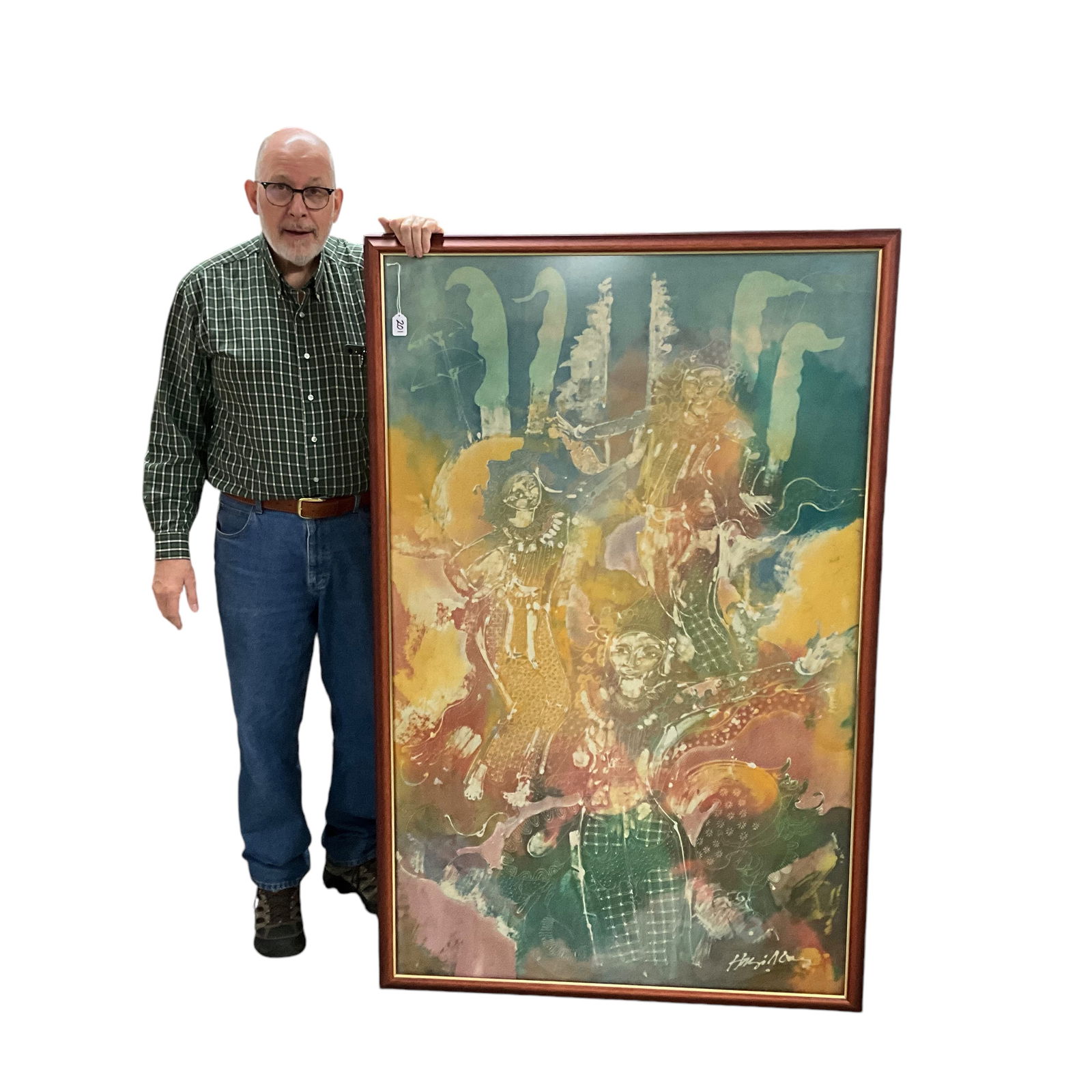 Monumental Indonesian Framed Batik Painting (1 of 5)