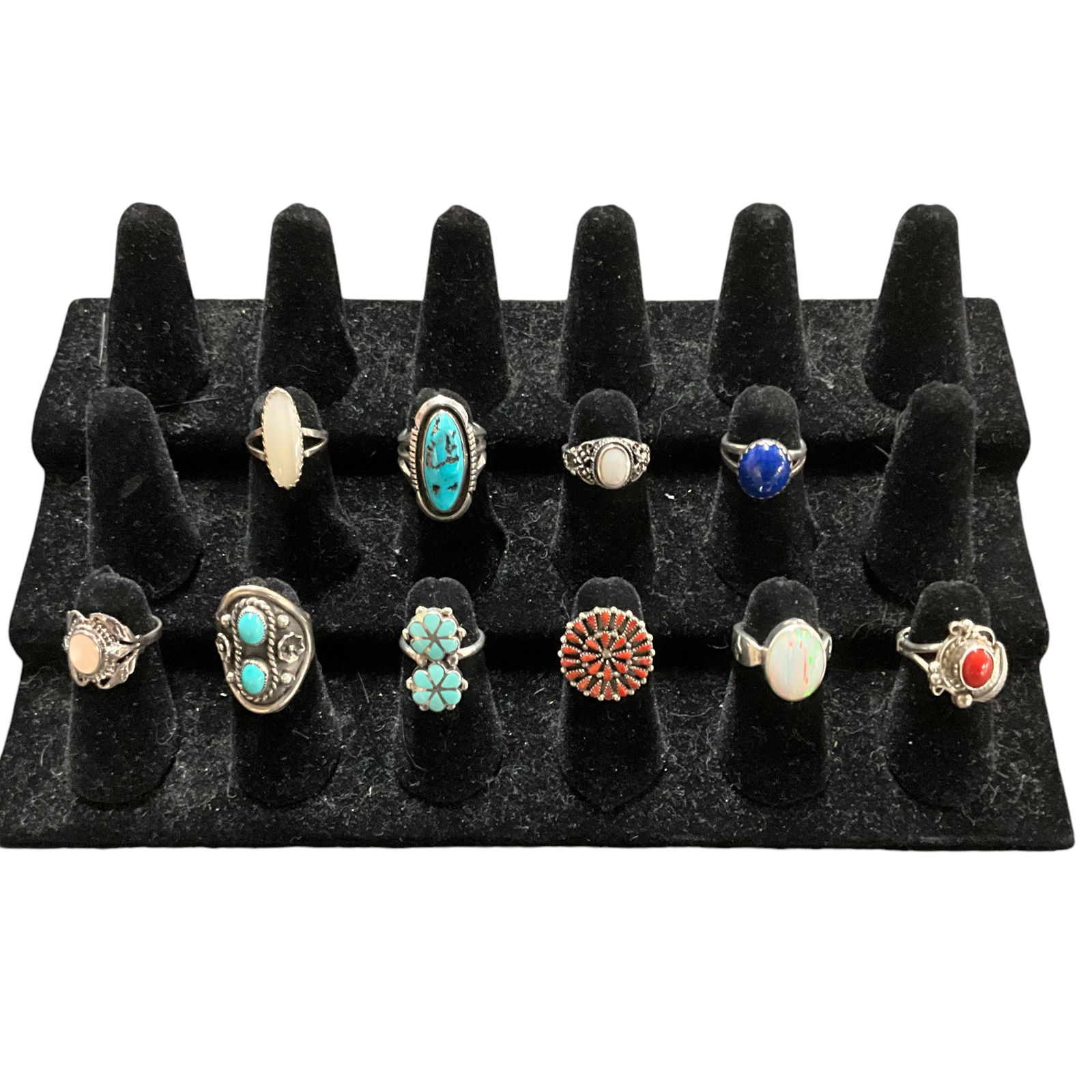 Lot of 10 Southwestern Style Sterling Rings- Size 4/4.5 (1 of 1)