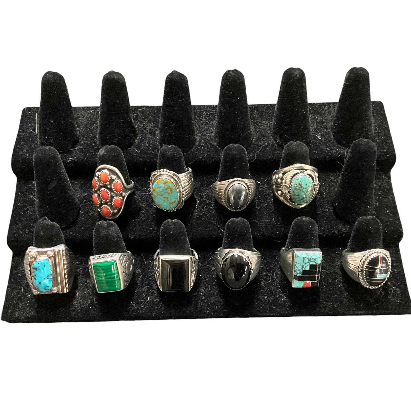 Lot of 10 Southwestern Style Sterling Rings- Size 9 (1 of 1)