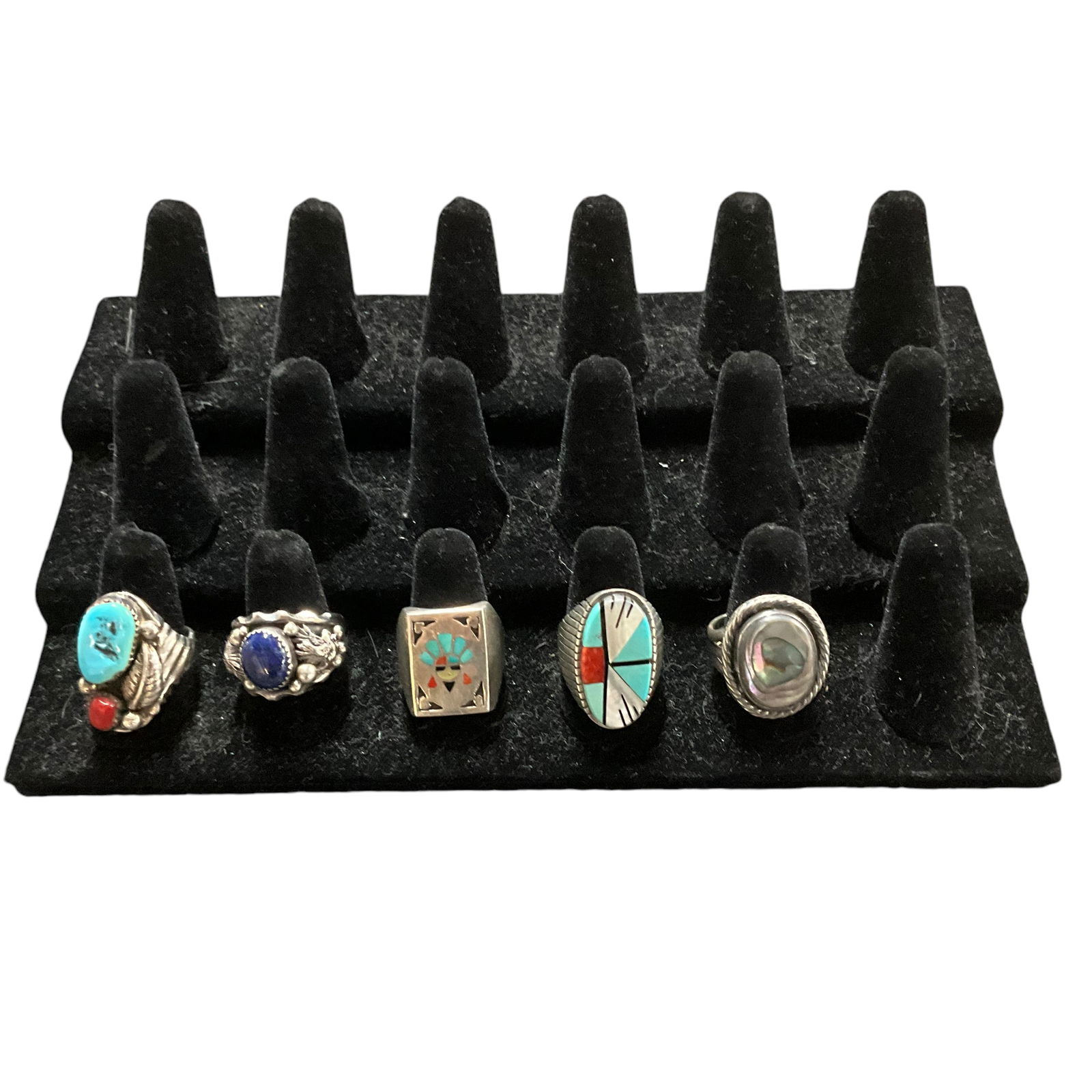 Lot of 5 Southwestern Style Sterling Rings- Size 10 (1 of 1)