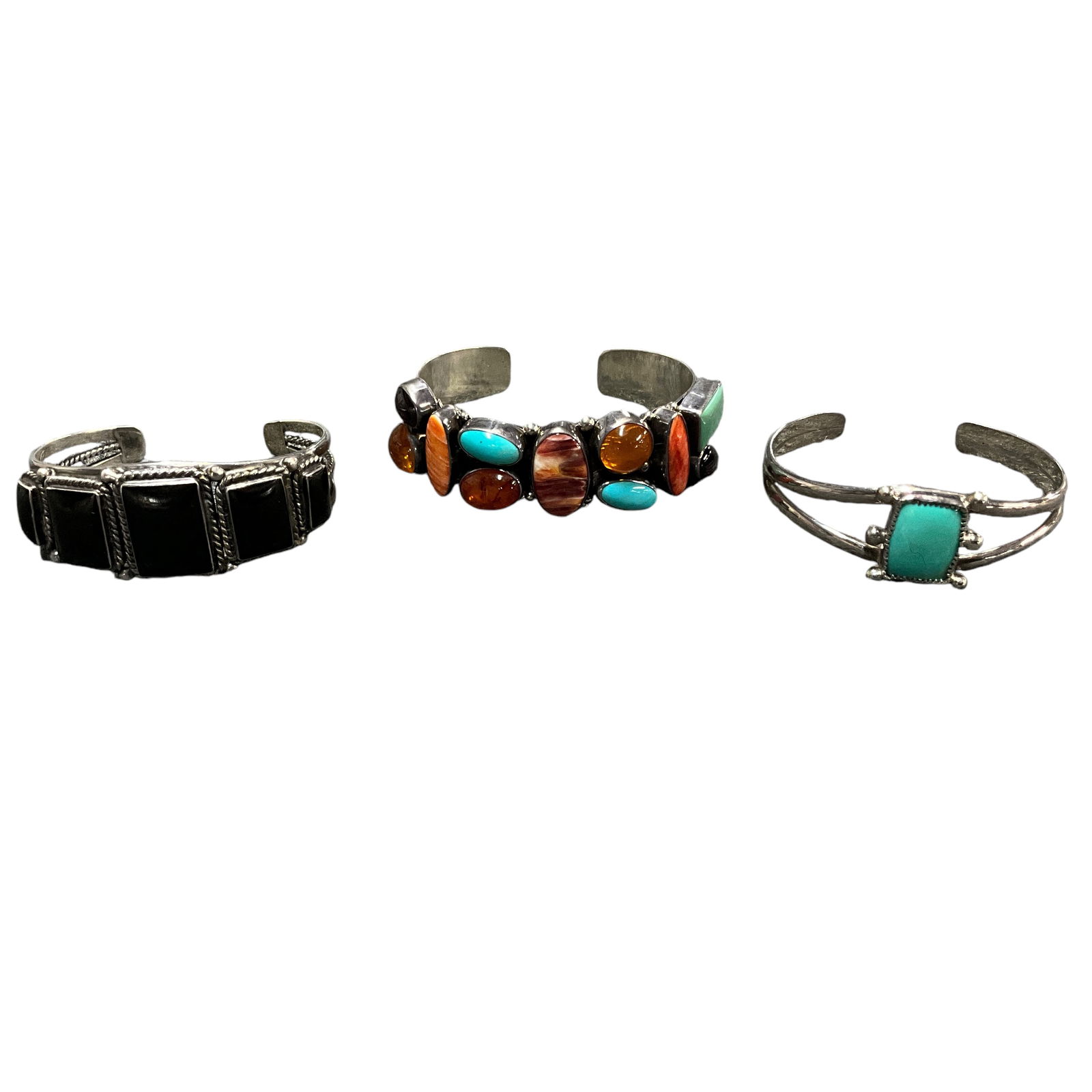 Lot of 3 Southwestern Style Sterling Bracelets (1 of 2)