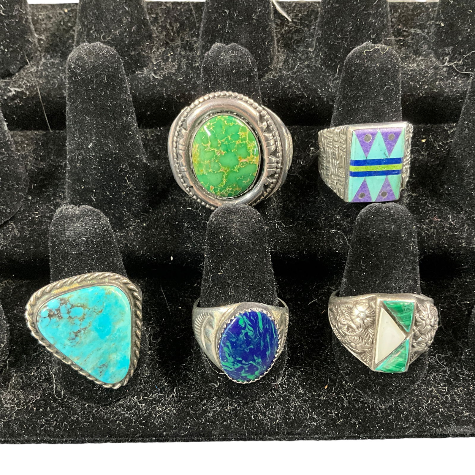 Lot of 5 Southwestern Style Sterling Rings- Size 10 (1 of 1)