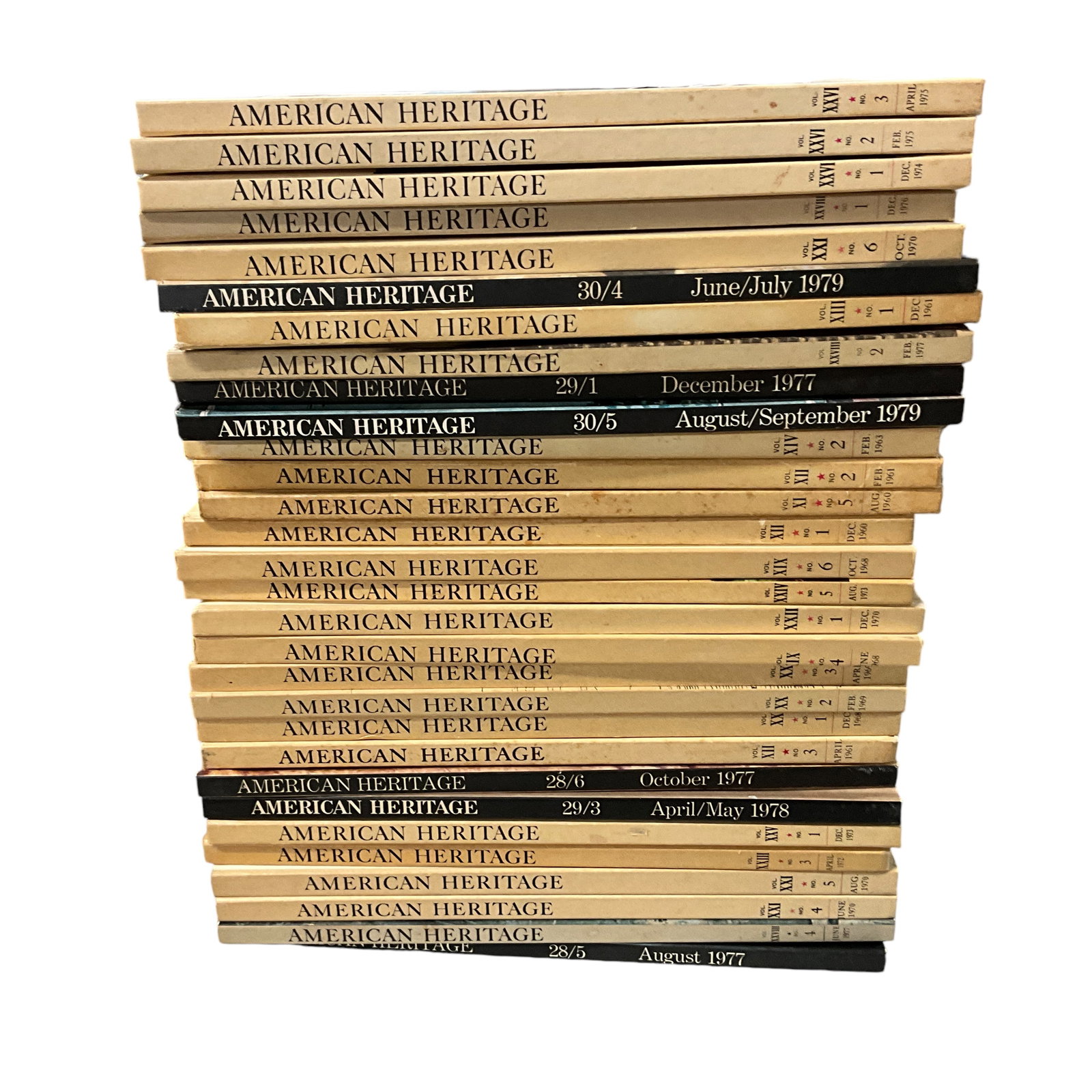 Lot of 29 Hardcover Issues of American Heritage Magazine, 1960's-1970's: Lot of 29 Hardcover Issues of American Heritage Magazine, 1960's-1970's