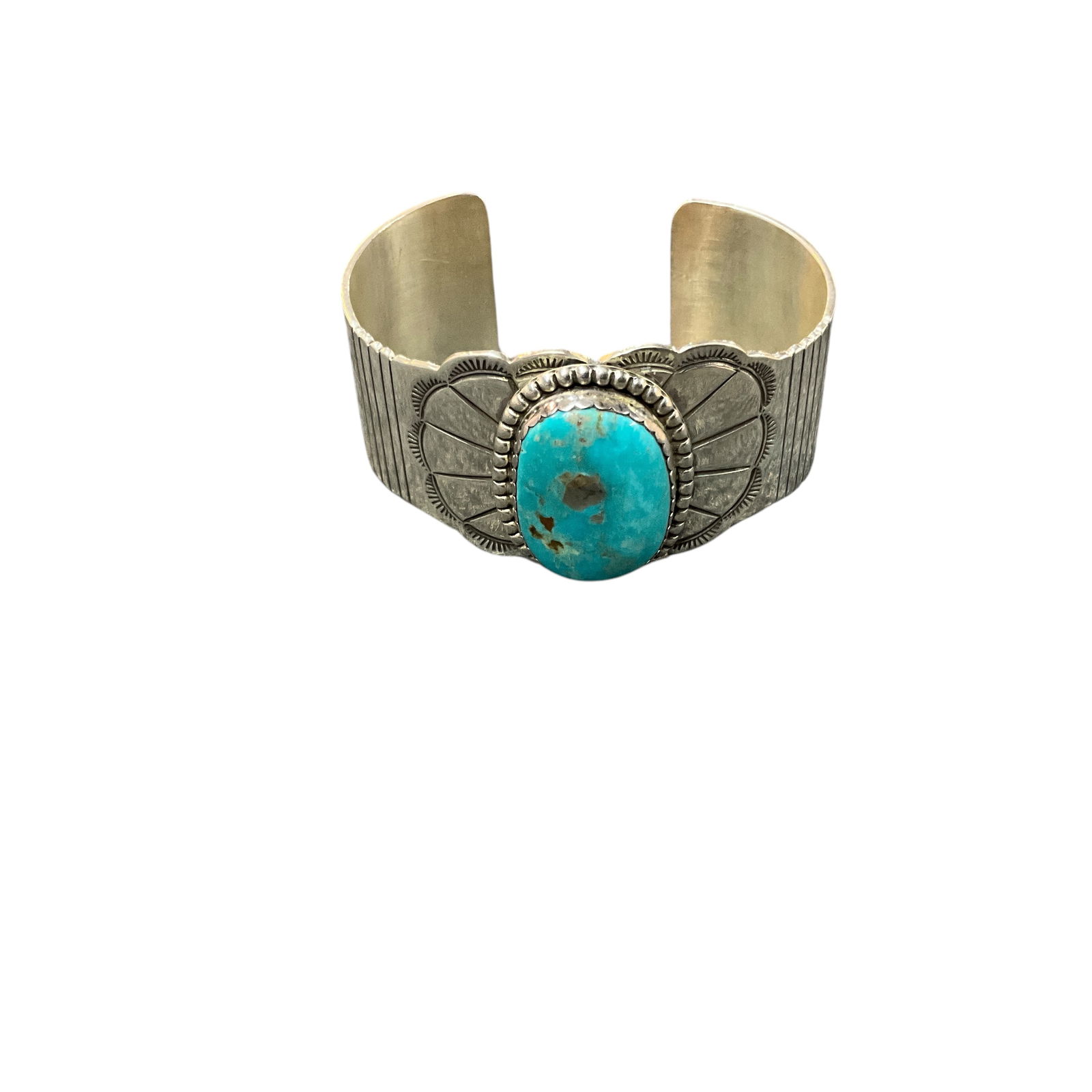 Southwestern Style Sterling Cuff Bracelet with Turquoise (1 of 5)