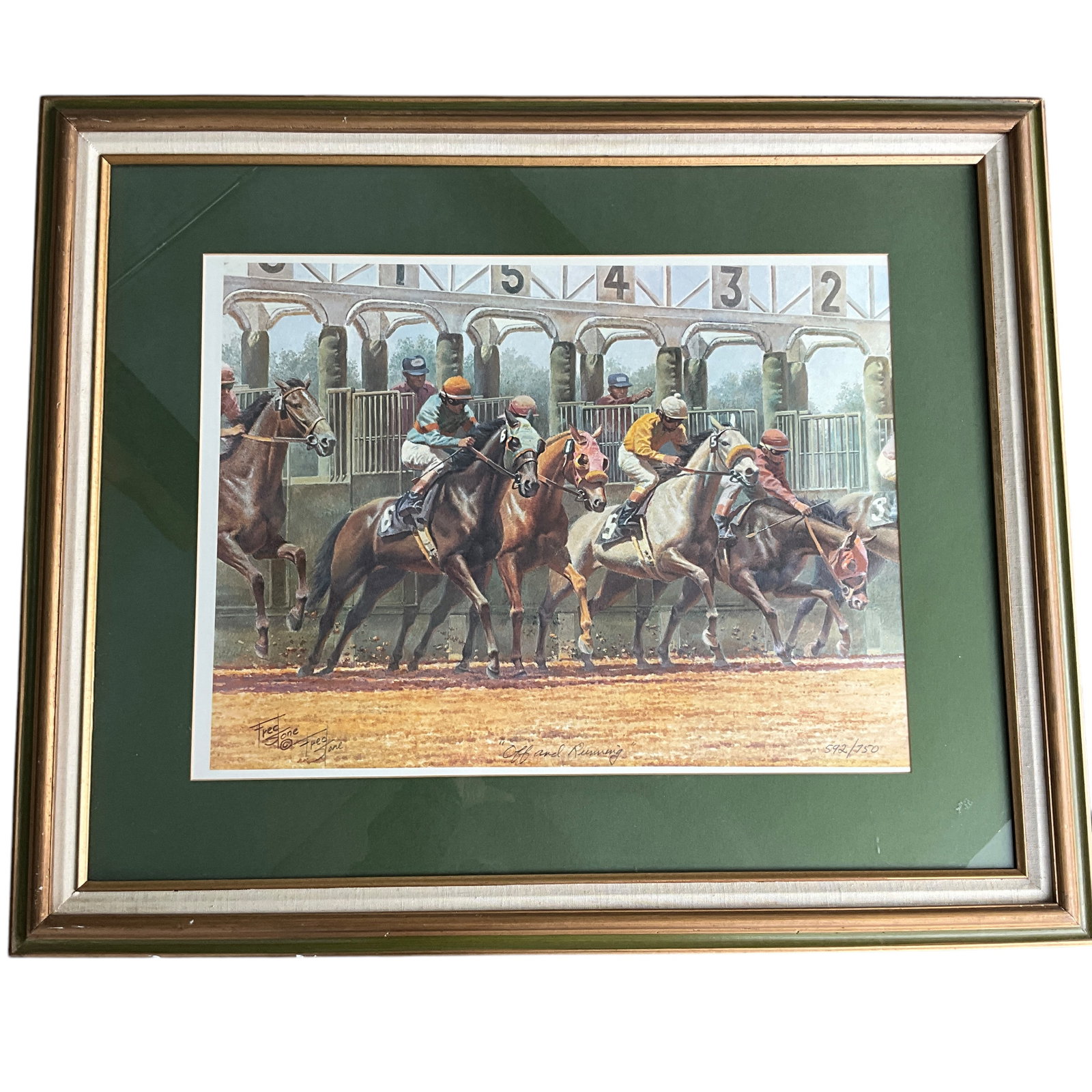 Fred Stone (American, 1930-2018) Vintage Horse Racing Print- "Off and Running (592/750)" (1 of 5)
