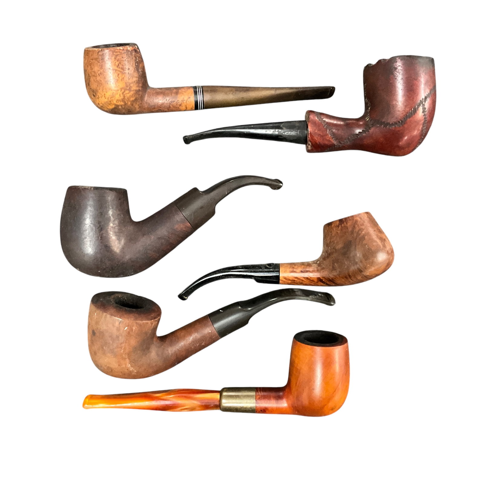 Group of Six Wooden/Briar Smoking Pipes (1 of 4)