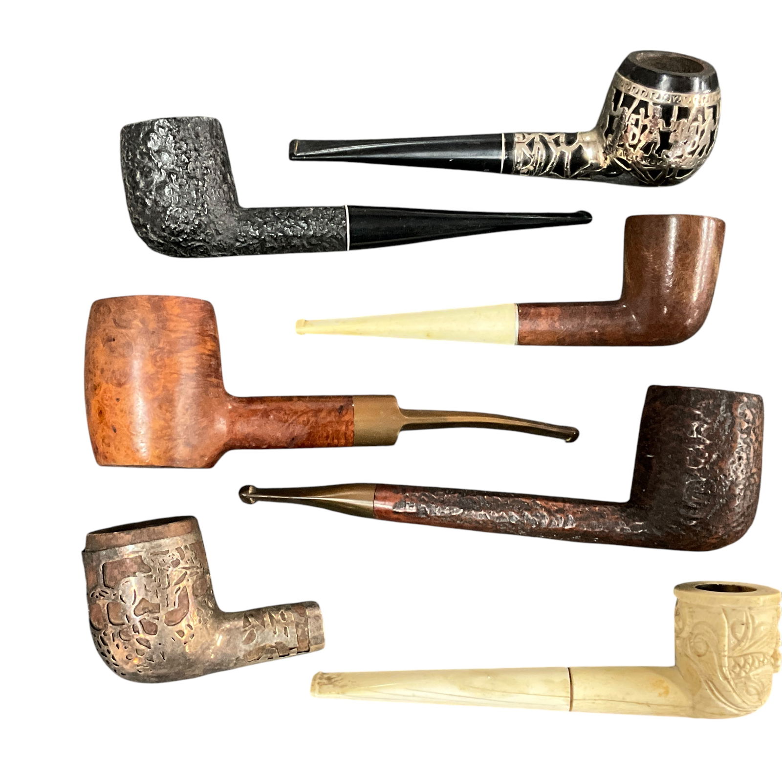Group of Six Wooden/Briar/Meerschaum Smoking Pipes (1 of 6)