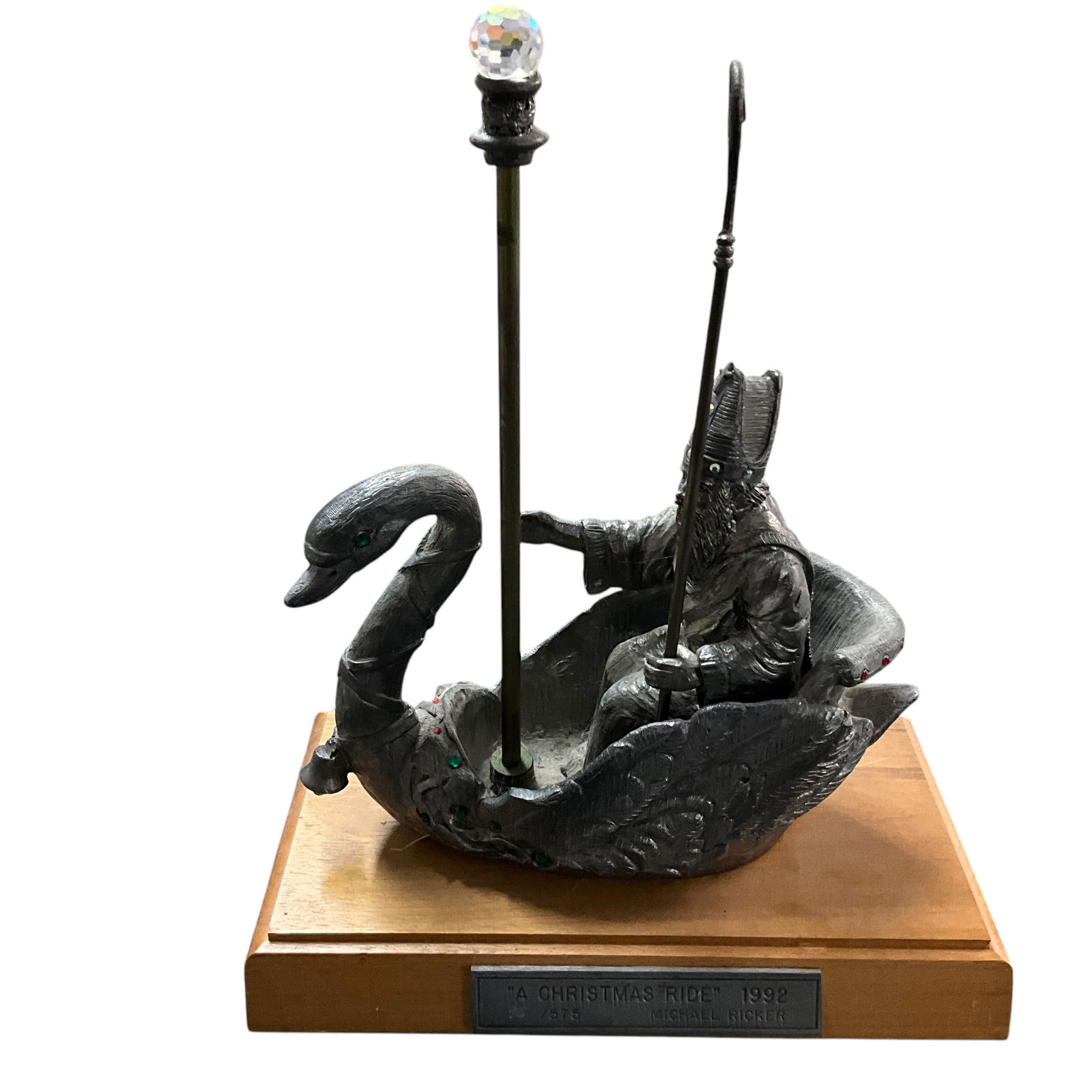 Michael Ricker Limited Edition Christmas Pewter: Michael Ricker Limited Edition Pewter- "A Christmas Ride." 1992 Number 96 of 575. Approx. 10" high.