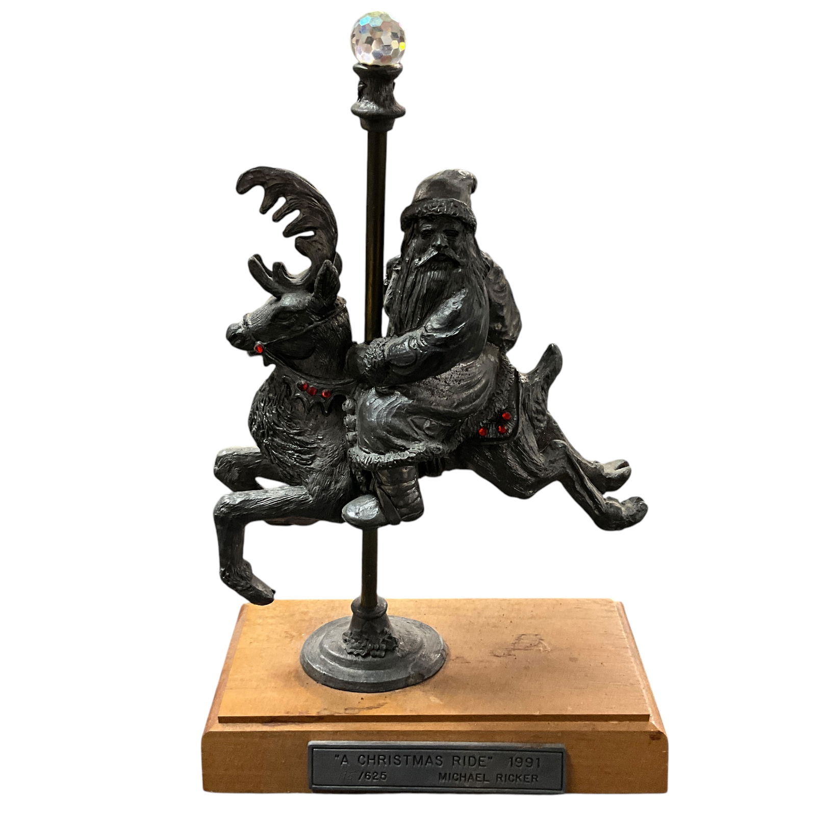 Michael Ricker Limited Edition Christmas Pewter: Michael Ricker Limited Edition Pewter- "A Christmas Ride." 1991 Number 95 of 625. Approx. 11" high