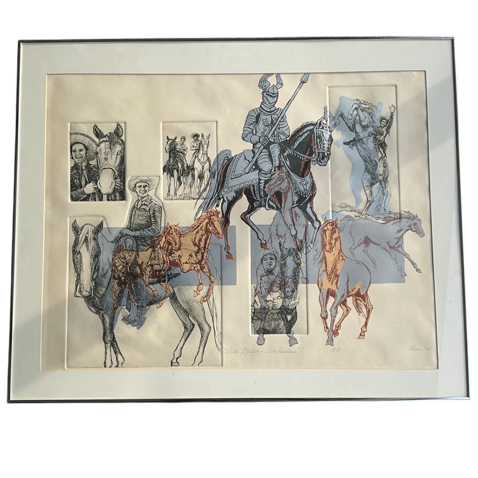 Barbara Brien (American, 20th Century) "White Knights and Silver Saddles" Multi Media Print (1979, (1 of 6)