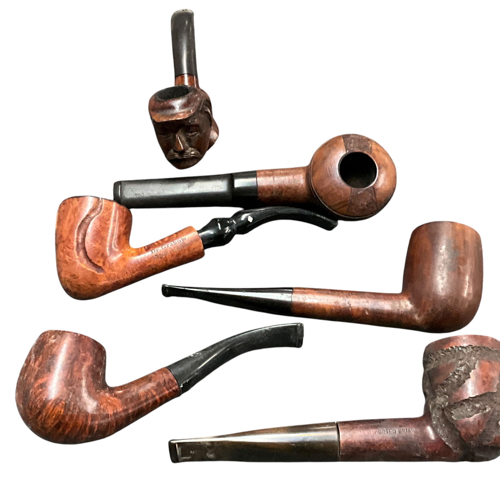 Group of Six Wooden/Briar Smoking Pipes (1 of 7)