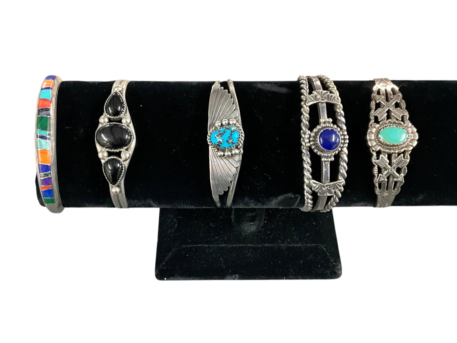 Group of Five Southwestern Style Sterling Bracelets (1 of 6)