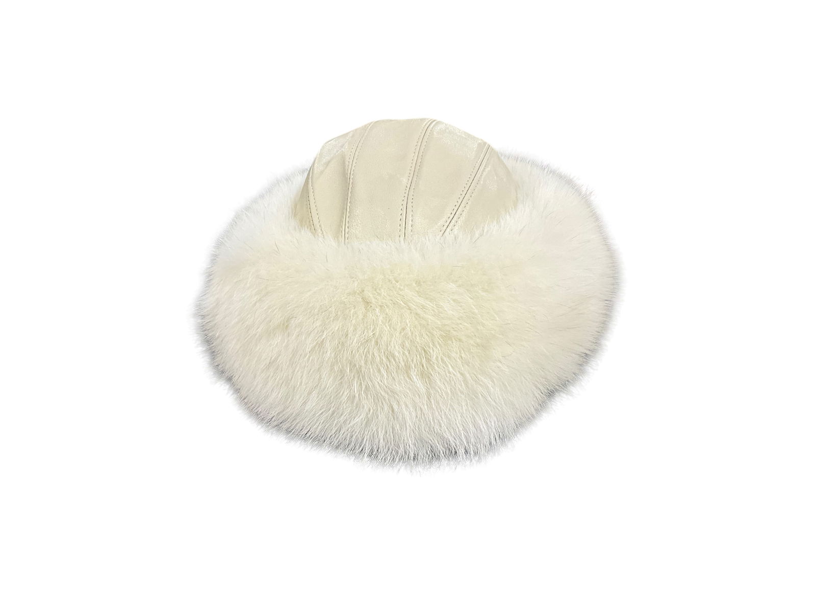 Ladies Leather Fox Trimmed Hat (1 of 4)