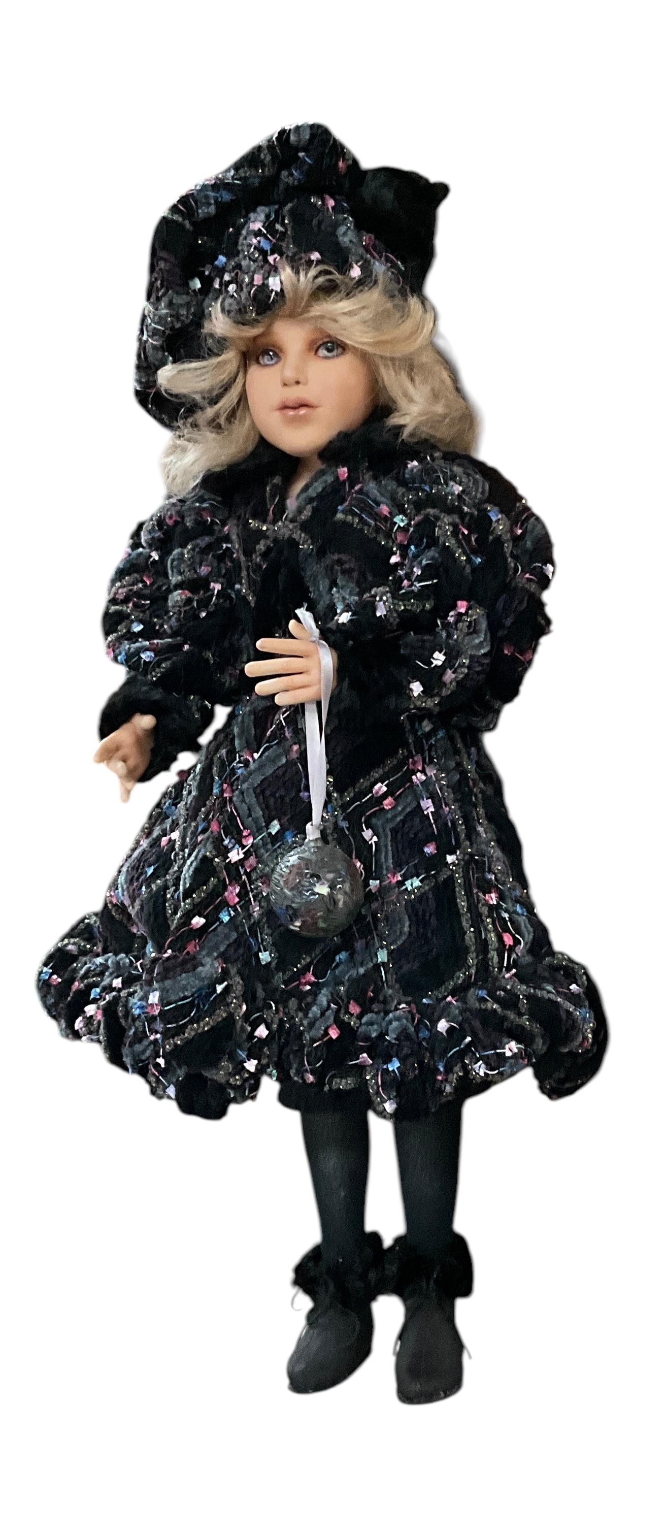 Vintage Collector Doll in Lighted Oak Display Case (1 of 4)