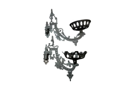 Two Victorian Oil Lamp Wall Brackets