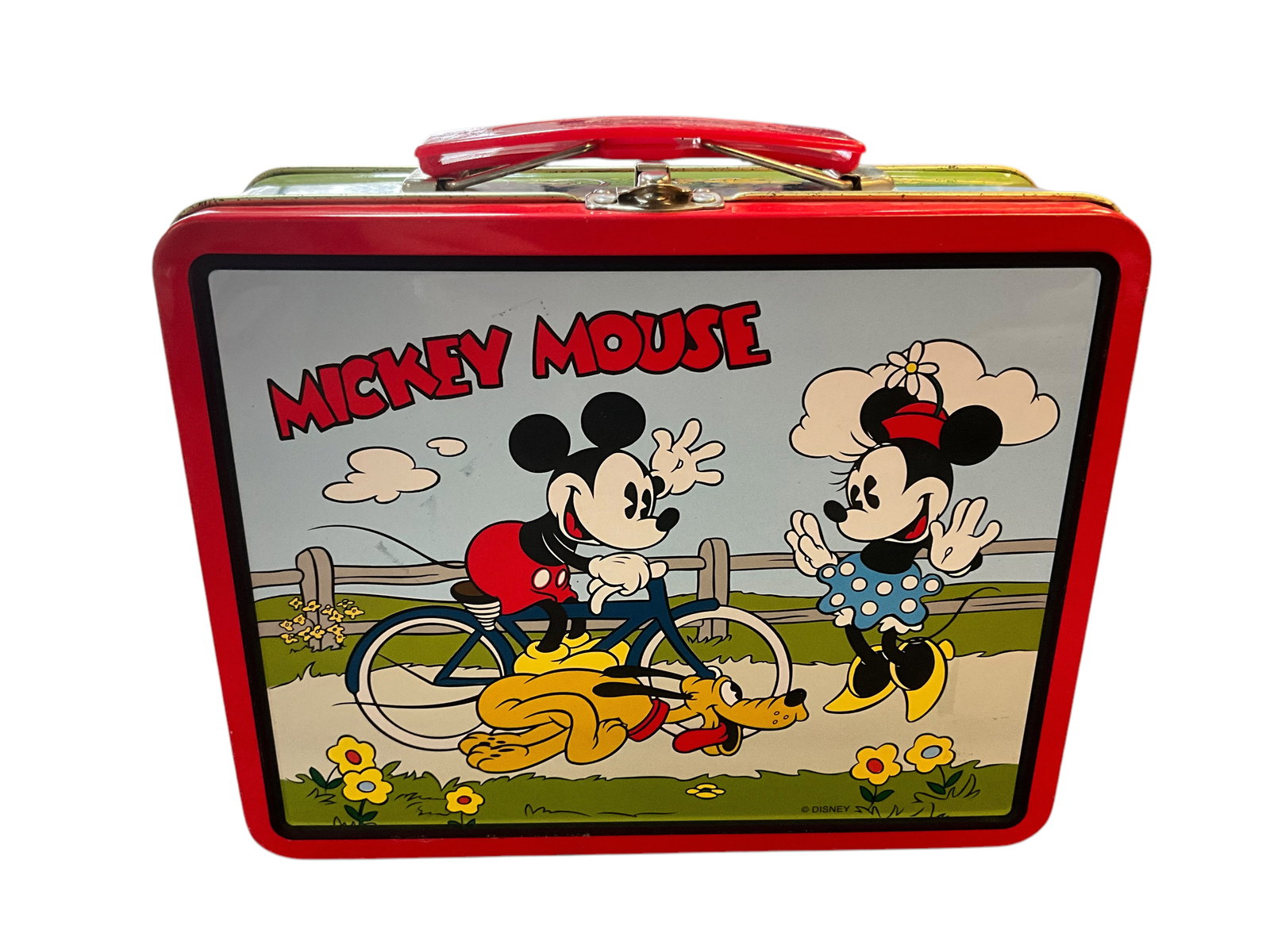 1999 Mickey Mouse Lunchbox: 1999 Mickey Mouse Lunchbox. Disney branded reissue, made in China, without Thermos bottle. Appears never to have been used. Approx. 6" X 7.75" X 3"