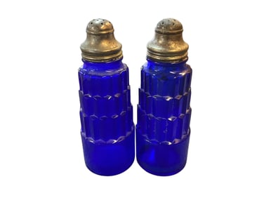 1939 Hazel Atlas Cobalt "Skyscraper" Salt & Pepper