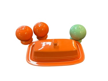 Fiestaware Tangerine Butter Dish/ Salt & Pepper