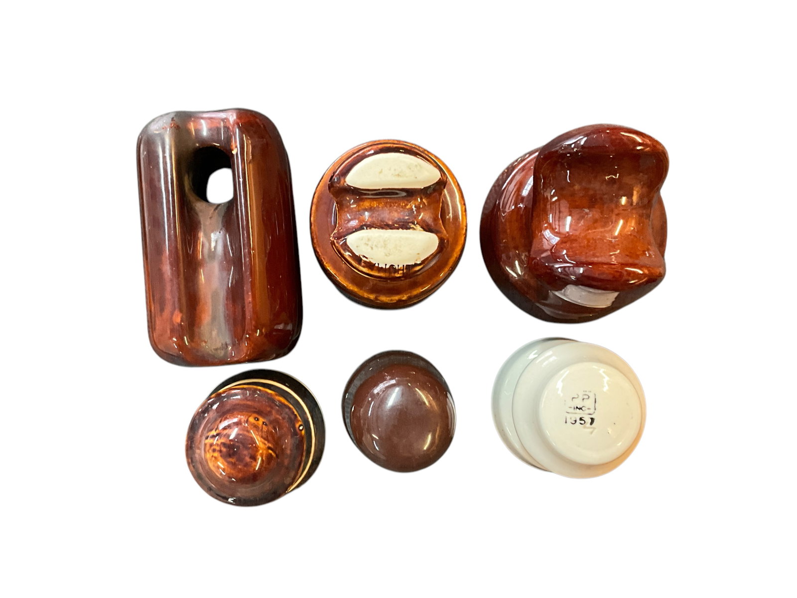 Group of 6 Antique Ceramic Electrical Insulators (1 of 2)