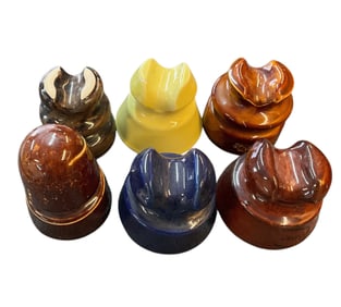 Group of 6 Antique Ceramic Electrical Insulators