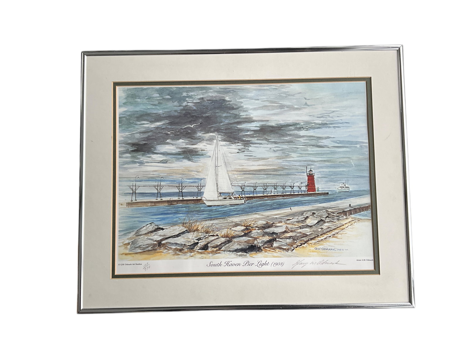 G. W. Odmark (American, 20th Century) Limited Edition Print, South Haven Pier Light (1 of 5)