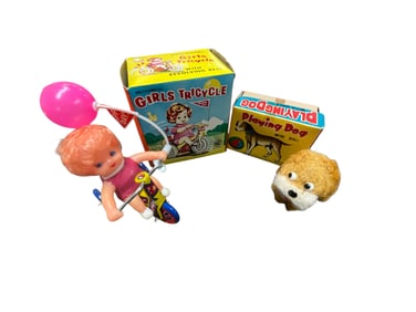 Two 1960's Lithographed Tin & Plastic Wind-Up Toys