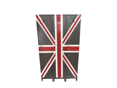 Bank of Three Lockers With British Union Flag Motif
