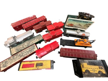 Large Group of Gilbert American Flyer S Gauge Train Cars.