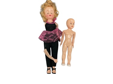 Two Small Plastic 1950's Dolls
