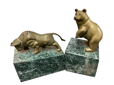 Stock Market Bull and Bear Bookends