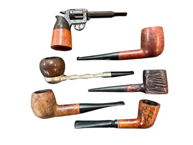 Group of Six Wooden/Briar Smoking Pipes