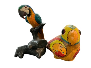 Pair of Mexican Paper Mache Birds