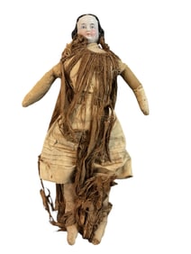 Victorian Porcelain Head Doll with Cloth Body