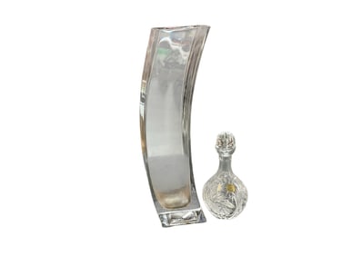 Art Glass Vase and Crystal Perfume.