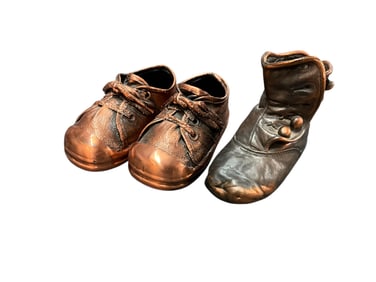 Three Bronzed Baby Shoes
