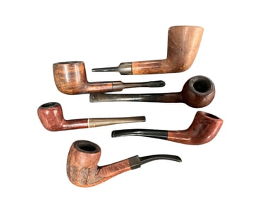 Six Carved Wooden/Briar Smoking Pipes
