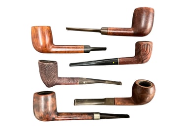 Six Carved Wooden/Briar Smoking Pipes