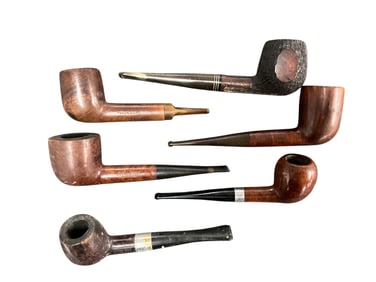Six Carved Wooden/Briar Smoking Pipes