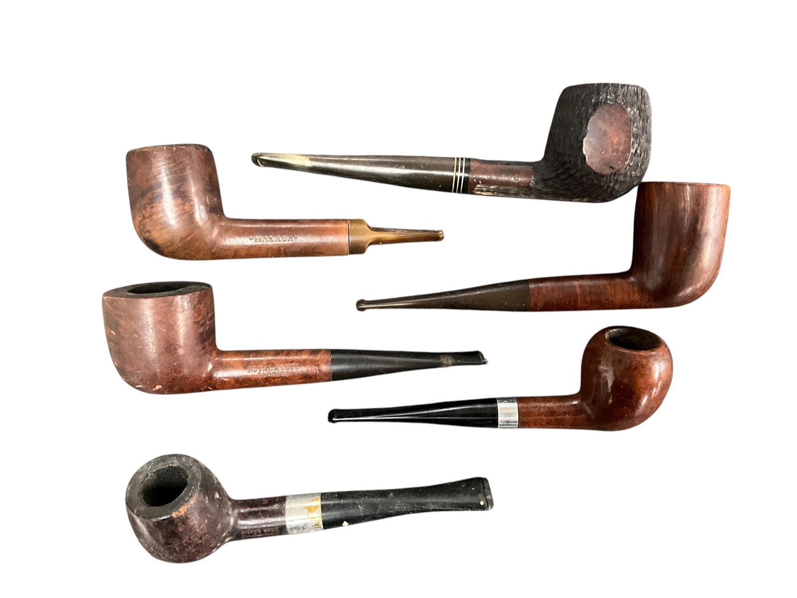 Six Carved Wooden/Briar Smoking Pipes (1 of 4)