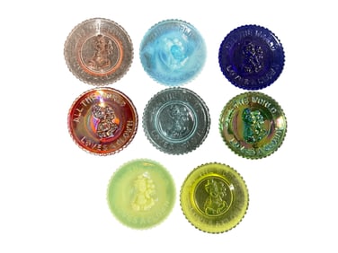 Group of Eight Mosser Glass Mini Clown Plates