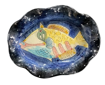 Oval Fish Art Platter- Marked Hawaii