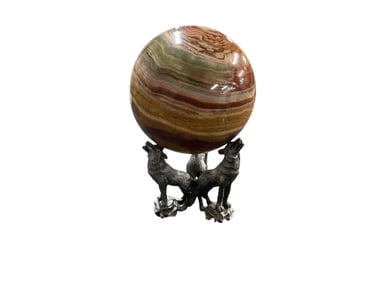 Agate Sphere on a Pewter Base