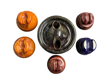 Group of 6 Antique Ceramic Electrical Insulators