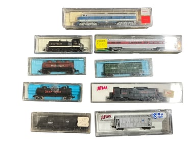 Large Group of N Scale Railroad Cars