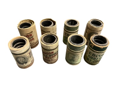 Eight Edison Cylinder Records in Original Sleeves