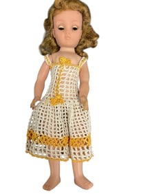 14" Plastic Doll in Crocheted Dress